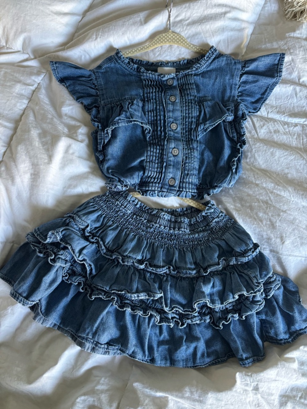 Love Shack Fancy Gap Denim Ruffle Two-Piece Set - Picture 2 of 4